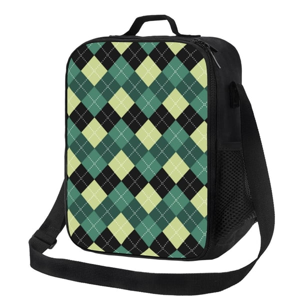 Balery Green Squares Caja de Almuerzo y Bolsa de Almuerzo para Hombres y Mujeres, Bolsa de Almuerzo Reutilizable con Gran Capacidad, Bolsa de Almuerzo Aislada