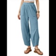 thumbnail image 1 of Pantalones Anchos y Holgados para Mujer, Estilo Palazzo Harén, Informales, con Cintura Elástica y Bolsillos. Azul L, 1 of 8