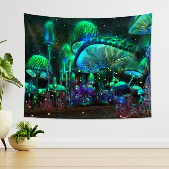 BLINGPAINTING Glowing Mushroom Tapestry Fantasy Plant Tapestries Wall Hanging for Backdrop Bedroom Dorm Living Room Decor