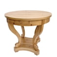 thumbnail image 5 of Farmhouse Round Dining Table, Small Curved Leg Side Table with Drawers, Distressed Wood End Table Coffee Table for Dinette Kitchen, Natural Wood Grain, 5 of 9