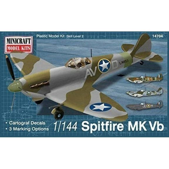 Minicraft Spitfire VB USAAF/RAF Model Kit (1/144 Scale)