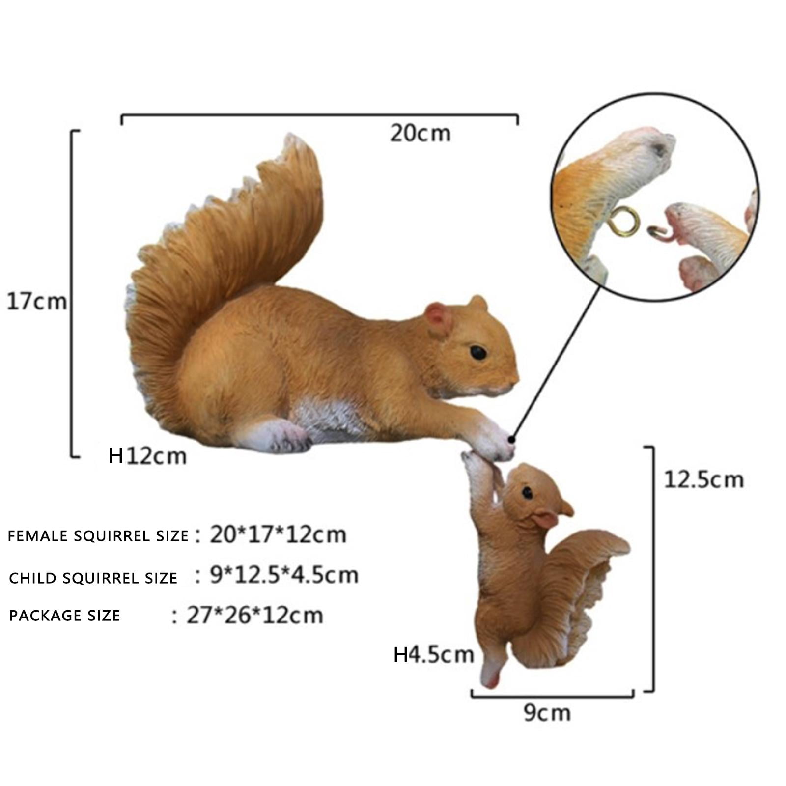 Nishiyuenyi 2x Miniature Squirrel Statue Garden Figurines for Bedroom Tabletop Ornaments