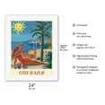 thumbnail image 2 of Côte d’Azur - France - The French Riveria - Vintage Travel Poster by Hervé Baille c.1949 - Fine Art Rolled Canvas Print 20in x 26in, 2 of 4