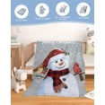 thumbnail image 2 of Happy Christmas Snowman and Cardinals Throw Blankets, Grey Winter Holidays Soft Fleece Blanket Decorative for Home Sofa Couch Chair Living Bedroom,30x40 Inches,, 2 of 6