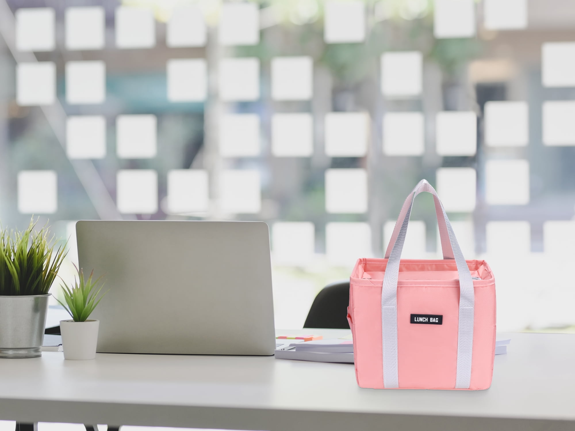 Unique Bargains Insulated Lunch Bag for Women and Men for Work Office Pink