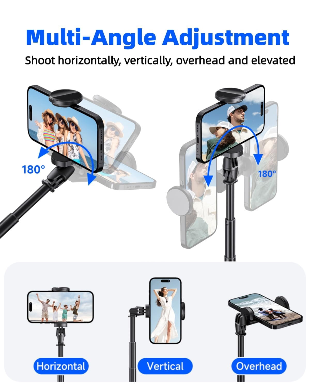 70" Automatic Pop-up Magnetic Selfie Stick, Auto-Open Tripod Stand with Remote, Compatible with Android 5.0 & iOS 5.1, 360° Rotatable, One-Piece Design Portable Travel Tripod for Vlog/Video Recording