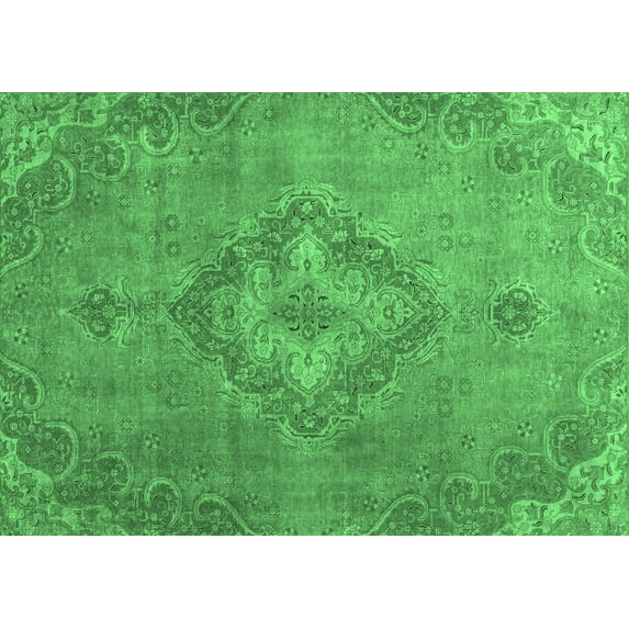Ahgly Company Indoor Rectangle Abstract Emerald Green Modern Area Rugs, 5' x 7'