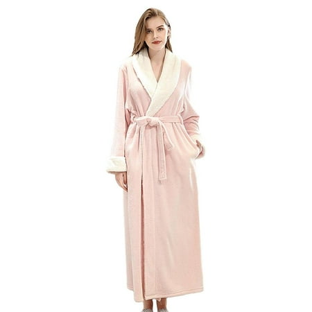 

BRAND PROMOTION!Warm Flannel Fleece Robe with Hood Big and Tall Bathrobe Long Fleece Super Soft Flannel Bathrobes for Women and Men Couple s Full Length Plus Size Pajamas