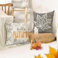 thumbnail image 6 of Grey Fall Maple Leaves Decorative Throw Pillow Covers 18 x 18 Set of 4, Hello Autumn Pumpkin Porch Patio Outdoor Pillowcase, Seasonal Sofa Couch Cushion Case Home Decor, 6 of 6