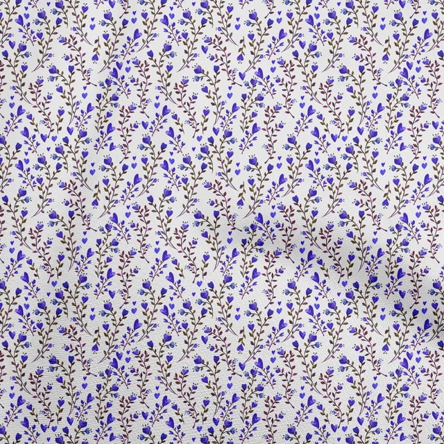 oneOone Viscose Jersey Medium Blue Fabric Leaves & Clover Craft Projects Decor Fabric Printed By The Yard 60 Inch Wide