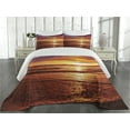 thumbnail image 2 of Ambesonne Hawaii Quilted Coverlet 3 Pcs, Sea Sunset Twilight, King Size, Yellow Orange, 2 of 4
