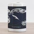 thumbnail image 2 of Zodiac Ceramic Toothbrush Holder, Astrology Sign Sagittarius with Flower Images Planetary Impacts on Nature Theme, Versatile Countertop for Bathroom, 4.5" X 2.7", Grey and Blue, by Ambesonne, 2 of 4