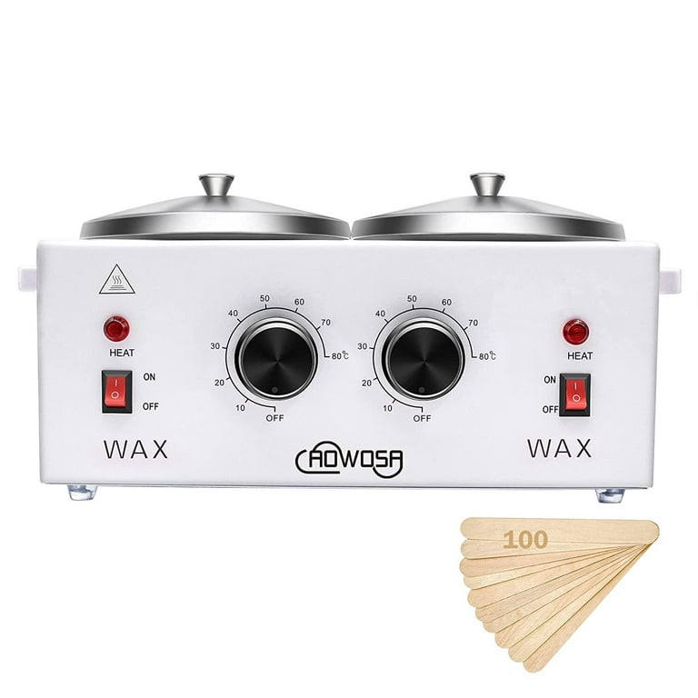 Professional Dual Wax Warmer for Hair Removal, Double Electric Wax Heater  Machine with 100pcs Wax Sticks-Wax Pots with Adjustable Fahrenheit Dial for