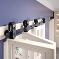 thumbnail image 6 of WZTO Sliding Door Hardware Kit | Bi-Folding 64-Inch Track Sliding Barn Door Hardware Kit | Closet Rail Roller Accessory, Carbon Steel Flat Track System for Dining Room, Study, 6 of 9
