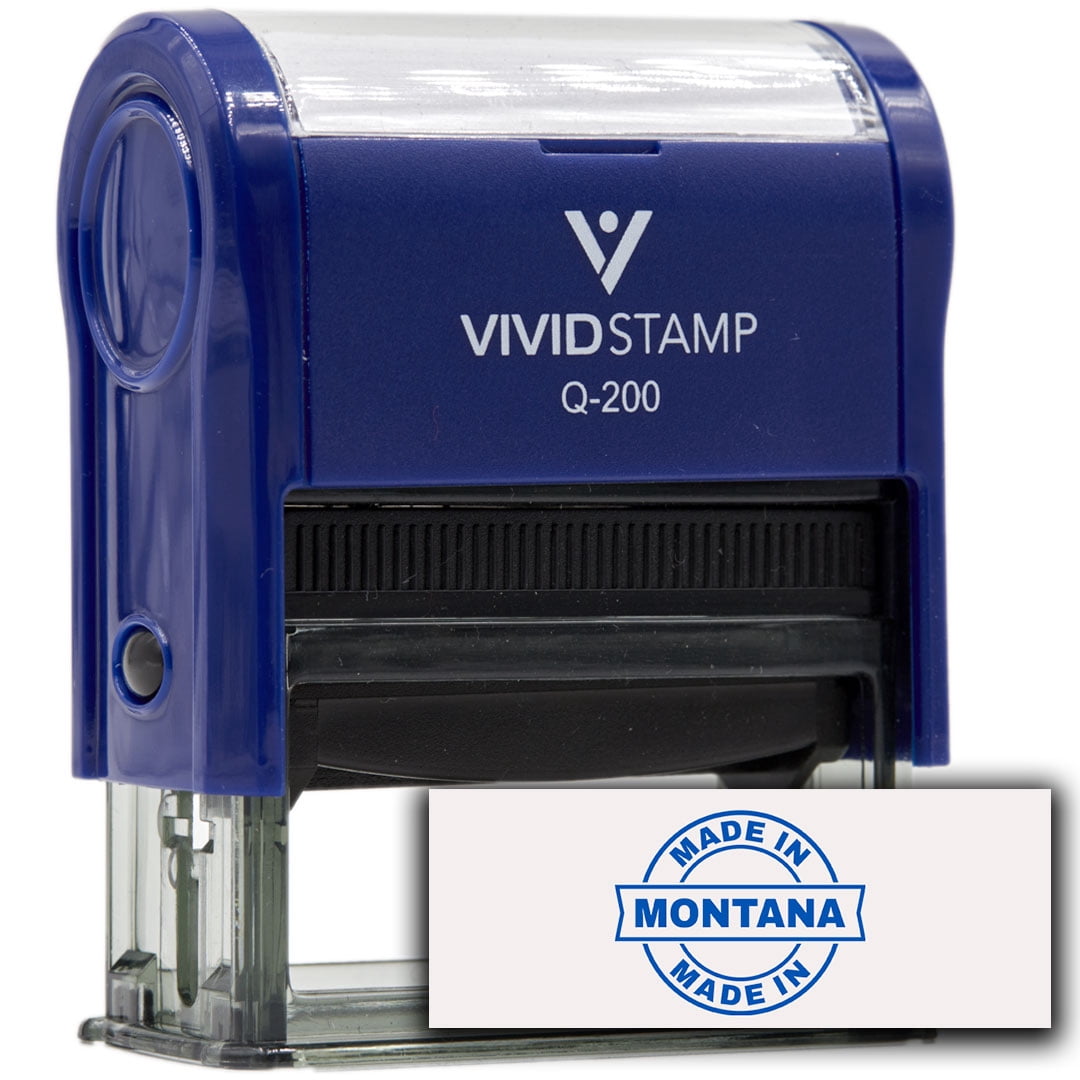 (3 pack) All Quality Made In Montana Self-Inking Rubber Stamp (Blue Ink) - Q-200