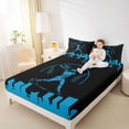 thumbnail image 5 of Homewish Teens Baseball Print Twin Sheet Sets, Black Blue Abstract Twin Fitted Sheet, Cartoon Sports Theme Flat Sheet, Ultra Soft Bedroom Decor, 3 Pieces, 5 of 8