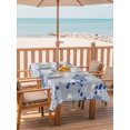 thumbnail image 2 of Outdoor Tablecloth with Umbrella Hole for Patio/Picnic/Party/Camping, Blue White Floral Waterproof Table Cloth Rectangle Table Cover Washable, Spring Botanical Leaves Farmhouse (52"x 70"), 2 of 8