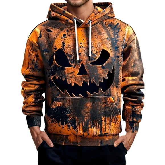 LUOGENLI Hoodies for Men Carhartt White Casual Pullover Hoodie Soft Lined Sweatshirt with Front Pocket for Everyday Comfort Wear Mens Hoodies Black Camo Orange Size XXXXL