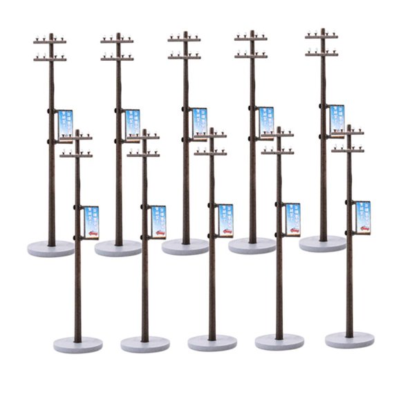maskred 10 Pcs Poteau de Ligne Électrique pour Trains Ferroviaires Micro Paysage 1/100 2cm Accessoires Miniatures Délicats pour Maquettes de Train Style A 1Set