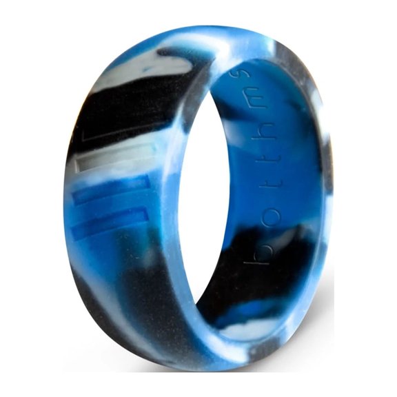 botthms Blue Camo Stripes Silicone Ring