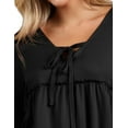 thumbnail image 5 of Doublju Womens 34 BELL Sleeve V Neck Tied Ruffle Casual Tunic Top With Plus Size, 5 of 5