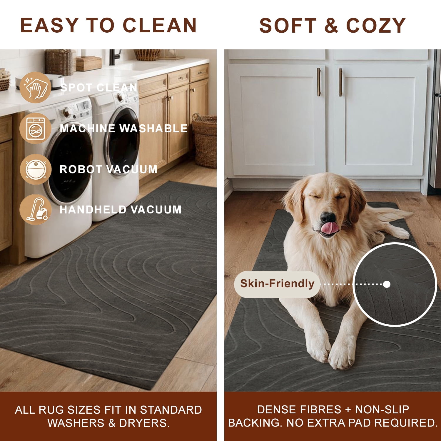 ECARPET Somos Machine Washable Contemporary/Modern Runner Rug for Living Room, Bedroom, Dining Entrance