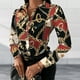 thumbnail image 1 of Camisa De Solapa Camisas casuales de mujer Camisa de solapa estampada de manga larga Blusa vintage (Rojo XL) Cgtredaw para Mujer Rojo T L, 1 of 6