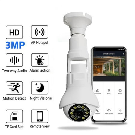 

iMESTOU Deals Clearance Security 3MP Light Bulb Camera Wireless Home Security Camera With 2.4GHz WiFi360 Degree Smart Surveillance Cam With Motion Detection Alarm Night Vision(No SD Card)