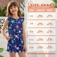 thumbnail image 6 of ZIATUBLES Girls Summer Casual Romper Button Round Neck Playsuit Outfit for Girl Kids 7-8 Y, Ruffle Sleeve Elastic Waist Design One-Piece Short Jumpsuit, Multicolor Star Print, 6 of 6