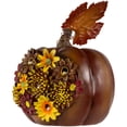 thumbnail image 5 of Northlight LED Lighted Solar Powered Floral Fall Harvest Pumpkin Outdoor Decoration - 8", 5 of 7