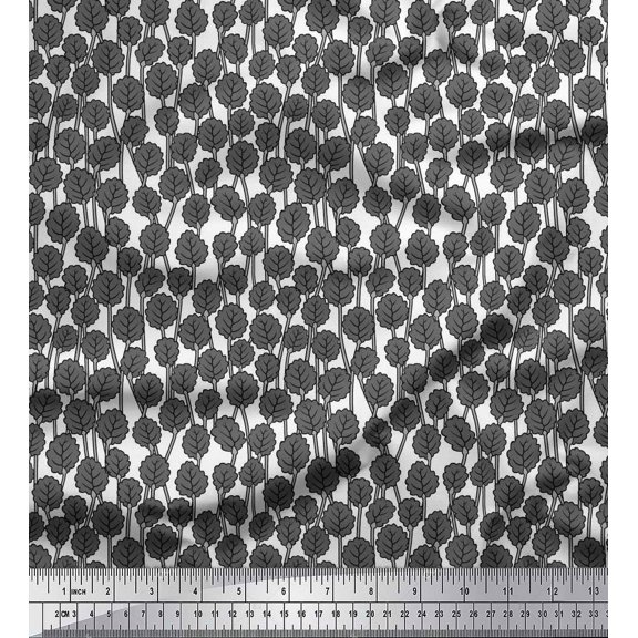 Soimoi Cotton Duck Fabric Artistic Leaves Print Sewing Fabric Yard 42 Inch Wide