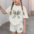 thumbnail image 4 of CYRBOKO Girls Outfit Sets, Casual Short Sleeve Elastic Waist Summer Two-piece Sets White Size 6-7 T, 4 of 6