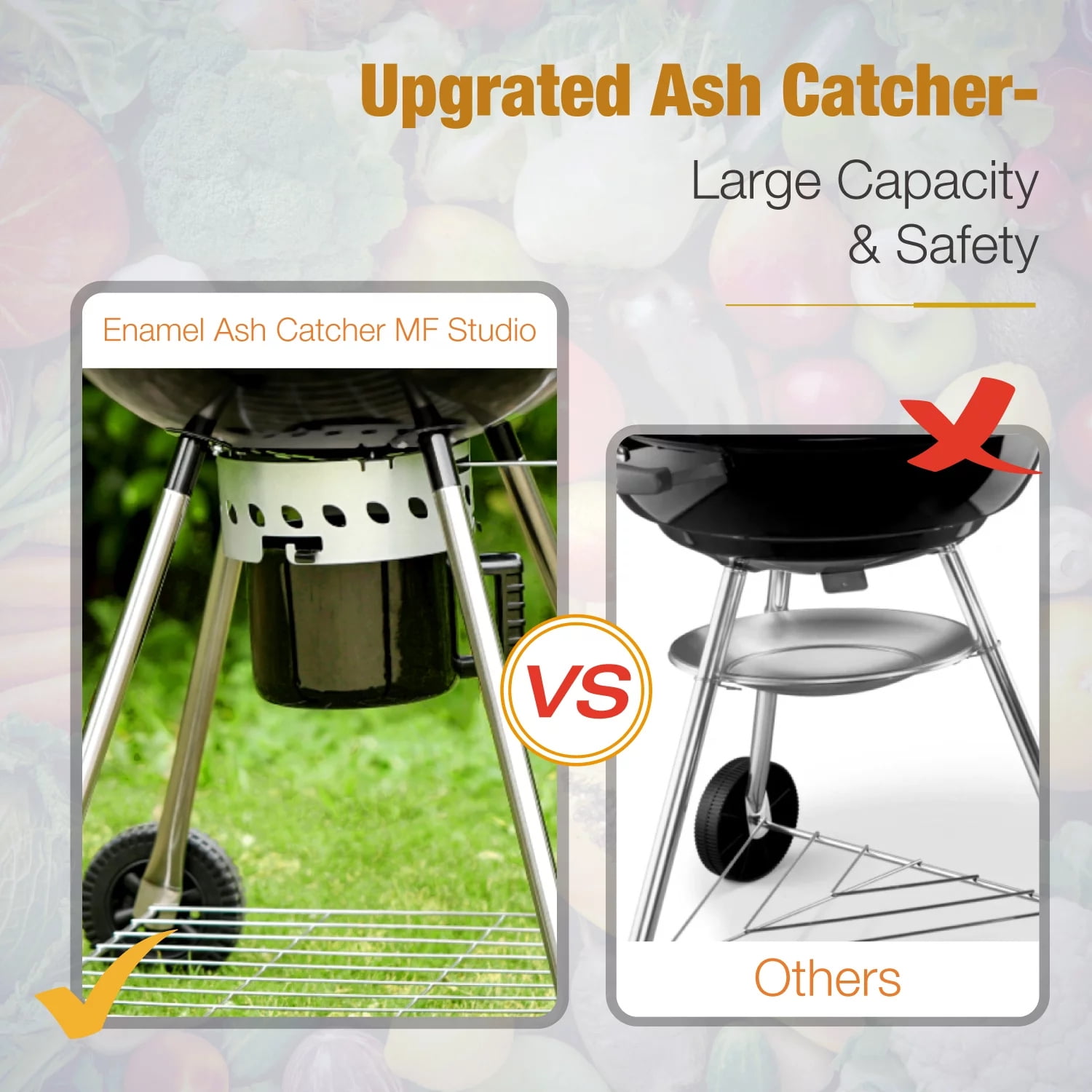 PHI VILLA 22" Portable Kettle Charcoal BBQ Grill, Black