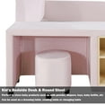 thumbnail image 3 of Bellemave Queen Size Velvet Upholstered Bed With Bedside Desk and Stool Queen Bed Frame with Headboard and Side Rails  Low Platform Bed, No box Spring Needed, Pink, 3 of 10
