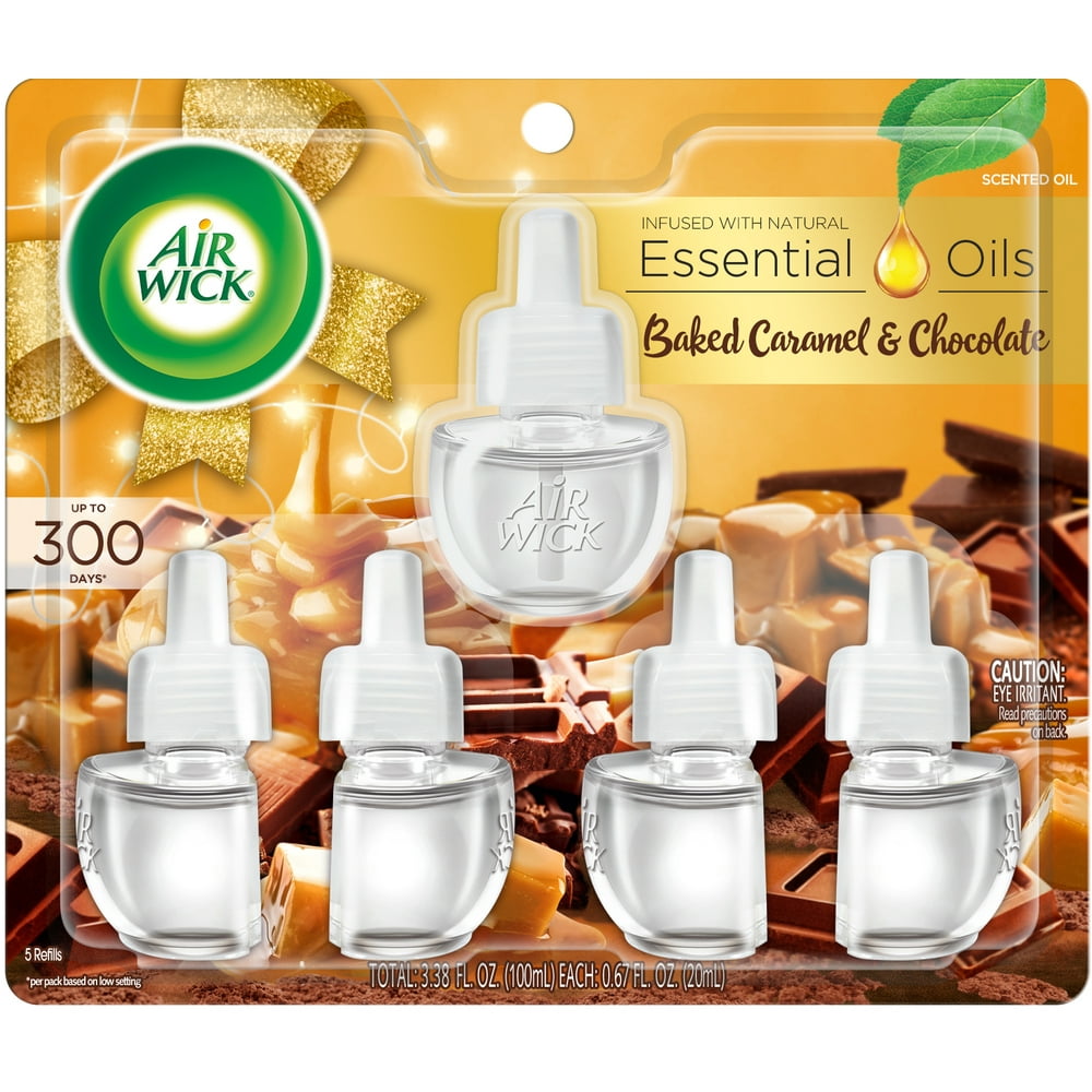 Air Wick Plug in Scented Oil 5 Refills, Baked Caramel & Chocolate