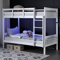 Zimtown Solid Wood Twin-over-Twin Size Bunk Bed, White