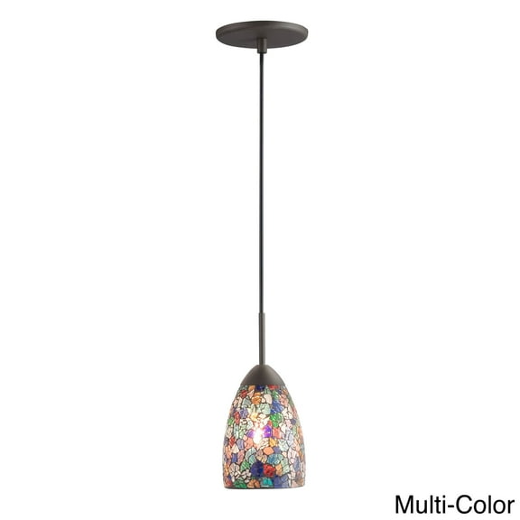 Woodbridge Lighting Venezia 1-Light Glass Mini-Pendant in Bronze/Multi-Color