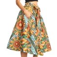 thumbnail image 4 of Sakkas Celine African Dutch Ankara Wax Print Full Circle Skirt - 535-Teal / Orange - One Size Regular, 4 of 5