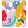 thumbnail image 3 of Abstract Shower Curtain, Watercolor Style Brush Strokes Pattern Curved Stripes Hand Drawn Illustration, Fabric Bathroom Set with Hooks, 69W X 84L Inches Extra Long, Multicolor, by Ambesonne, 3 of 3