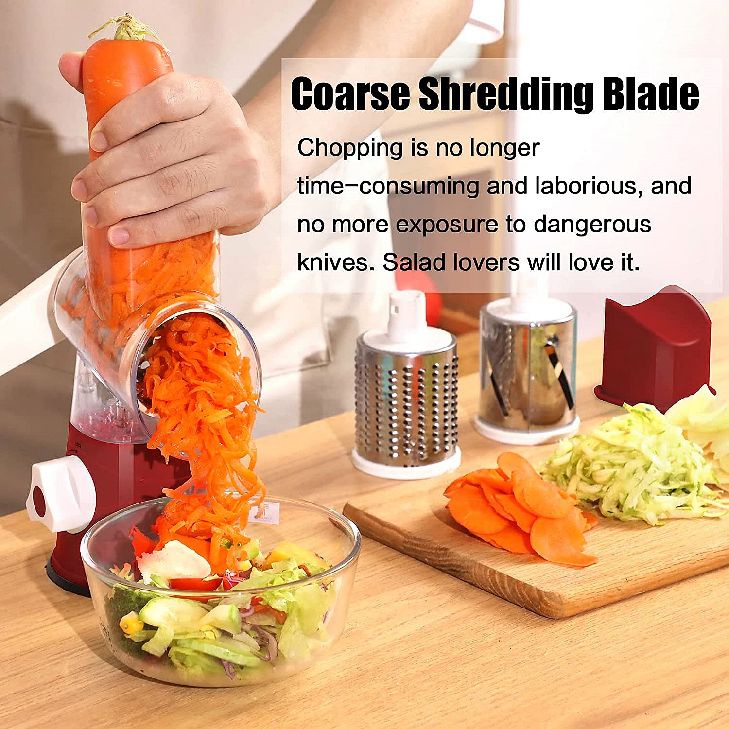CofeLife Rotary Cheese Grater, Vegetable Chopper, Efficient Graters for  Kitchen with Interchangeable Round Stainless Steel Blades, Easy to Clean Cheese  Shredder for Fruit, Vegetables, Nuts, Chocolat
