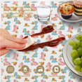 thumbnail image 6 of Dinosaur and Floral White Pattern Round Tablecloth 70"x70", Wrinkle Resistant Wipeable Table Cover for Kitchen Dining Room Picnic Patio and Party, 6 of 6
