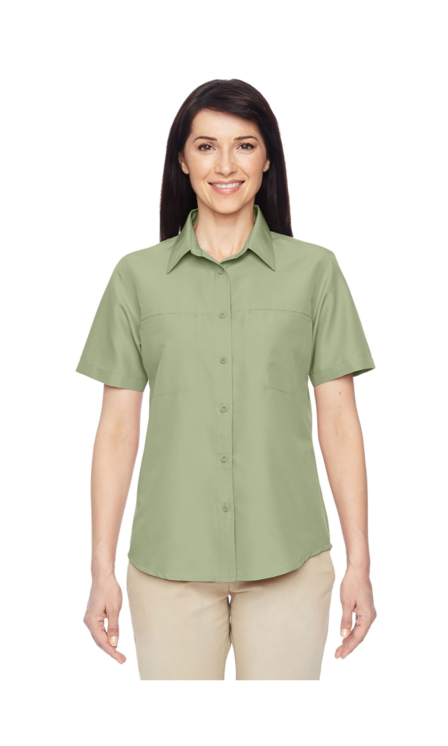 Harriton Women's Key West Short-Sleeve Performance Staff Shirt, Style ...