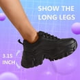thumbnail image 3 of LUCKY STEP Chunky Sneakers for Women Fashion Platform White Leather Casual Dad Shoes,Black, 3 of 11