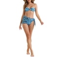 thumbnail image 2 of INSPIRAR CHIC Conjuntos de Bikini de Flores para Mujeres de 3 Piezas con Espalda Atada, Parte Inferior en Triángulo, Trajes de Baño Azul Medio, 2 of 5