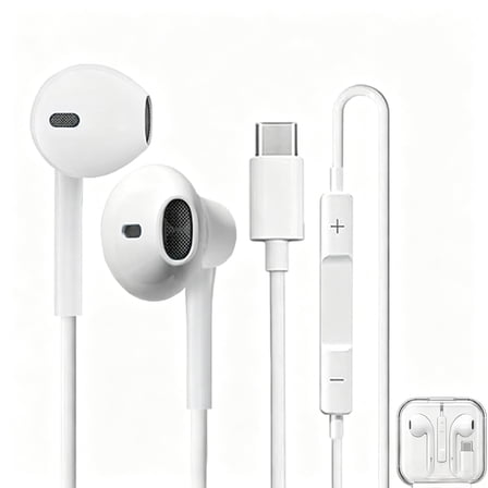 USB C Headphones with the box for iPhone 17 16 15, Wired Headphones USBC for iPad Pro Air Mini, MacBook, Type C Earbuds for Lenovo, Dell, Microphone, Volume Control
