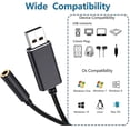 thumbnail image 5 of Usb Audio Adapter, Usb To 3.5mm Audio Jack Adapter, Usb External Sound Card Audio Adapter With 3.5mm Headphones, 5 of 5