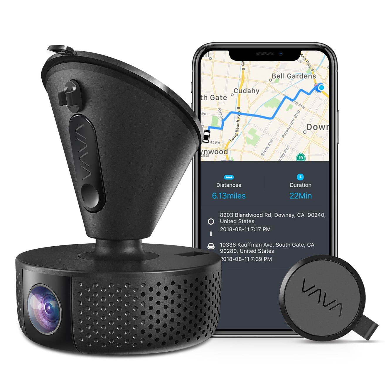 VAVA Dash Cam, 1080P 155° Wide Angle Car Camera, WiFi Driving Recorder