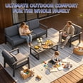 thumbnail image 5 of Aluminum Patio Furniture Set,5 Seat Outdoor Conversation Set with Thick Cushions and Coffee Table,Modern Metal Patio Sofa Set Gray, 5 of 8