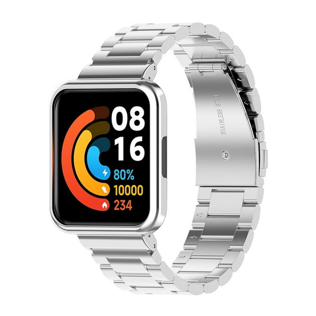 Boîtier en Métal Compatible pour Xiaomi Redmi Watch2 Lite Version Internationale Bracelet en Métal avec Étui de Protection