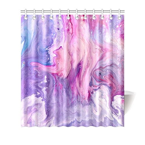 Fabric Shower Curtain Marble Colorful Stone Print for Bathroom 72 Inches Long 